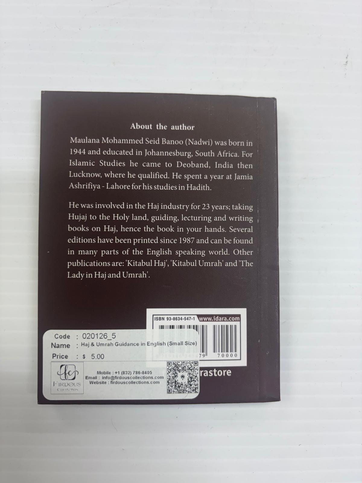 Duas for Haj & Umrah – English with Arabic Transliteration (Pocket Size, Idara)