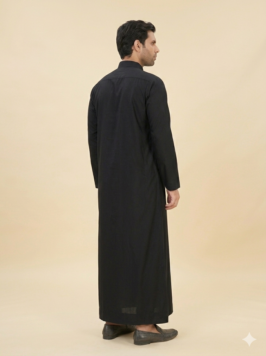 Saudi Style Black Premium Thobe for Men's