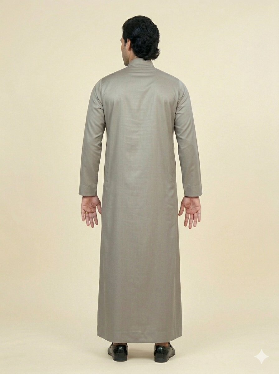 Stone Beige Embroidered Omani Thobe