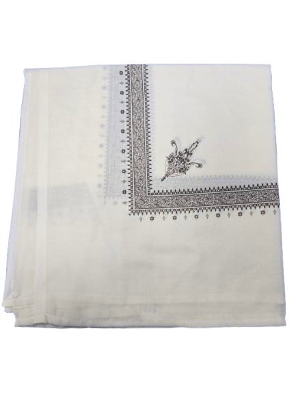 Ivory Retro Shemagh Yemeni Style  | 138 cm × 138 cm | 54 Inch x  54 Inch