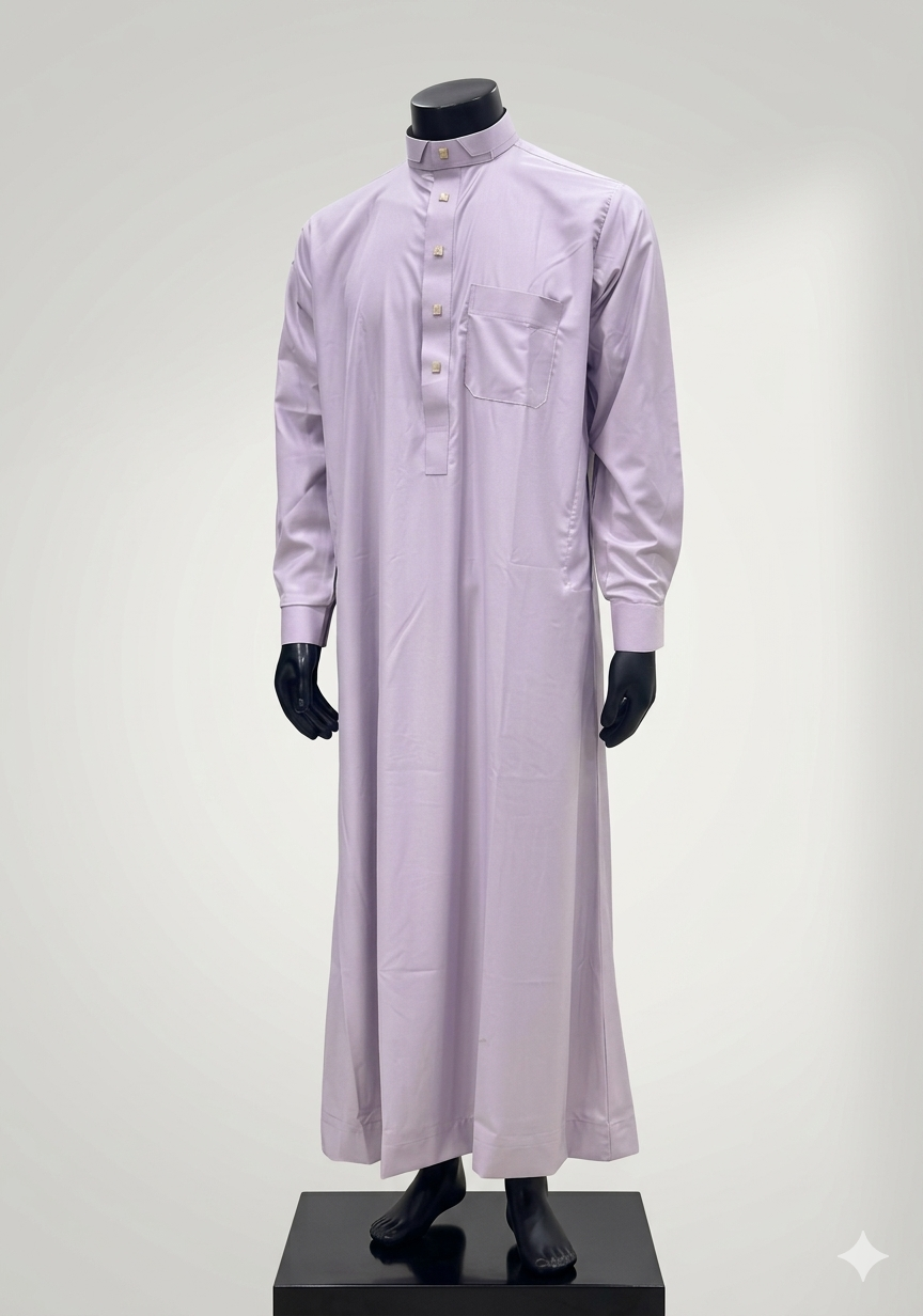 Saudi Style Rose Taupe Thobe with Cuffed Sleeves for Mens