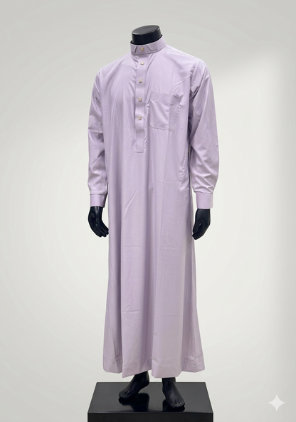 Saudi Style Rose Taupe Thobe with Cuffed Sleeves for Men