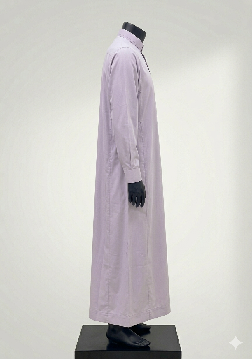 Saudi Style Rose Taupe Thobe with Cuffed Sleeves for Mens