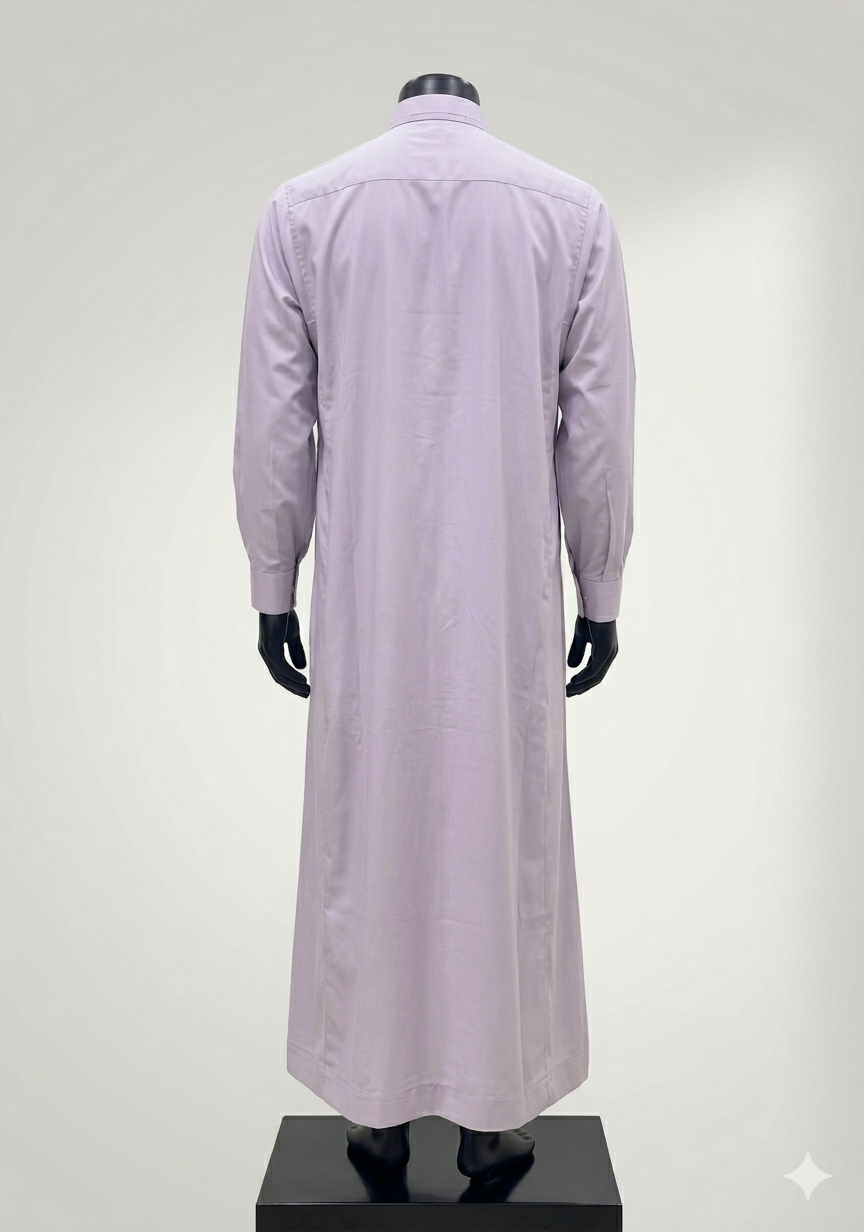 Saudi Style Rose Taupe Thobe with Cuffed Sleeves for Mens