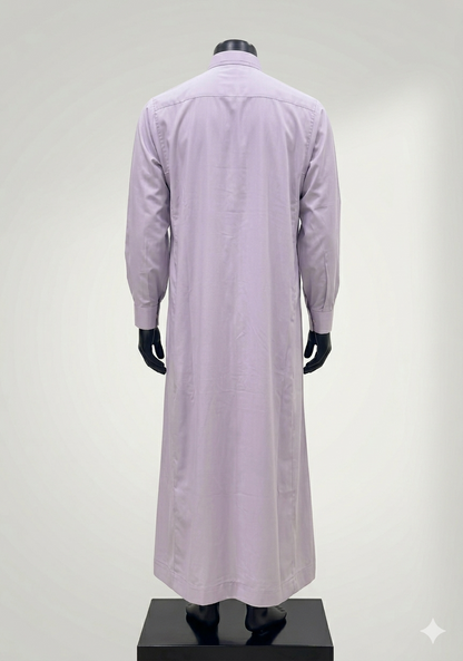 Saudi Style Rose Taupe Thobe with Cuffed Sleeves for Men