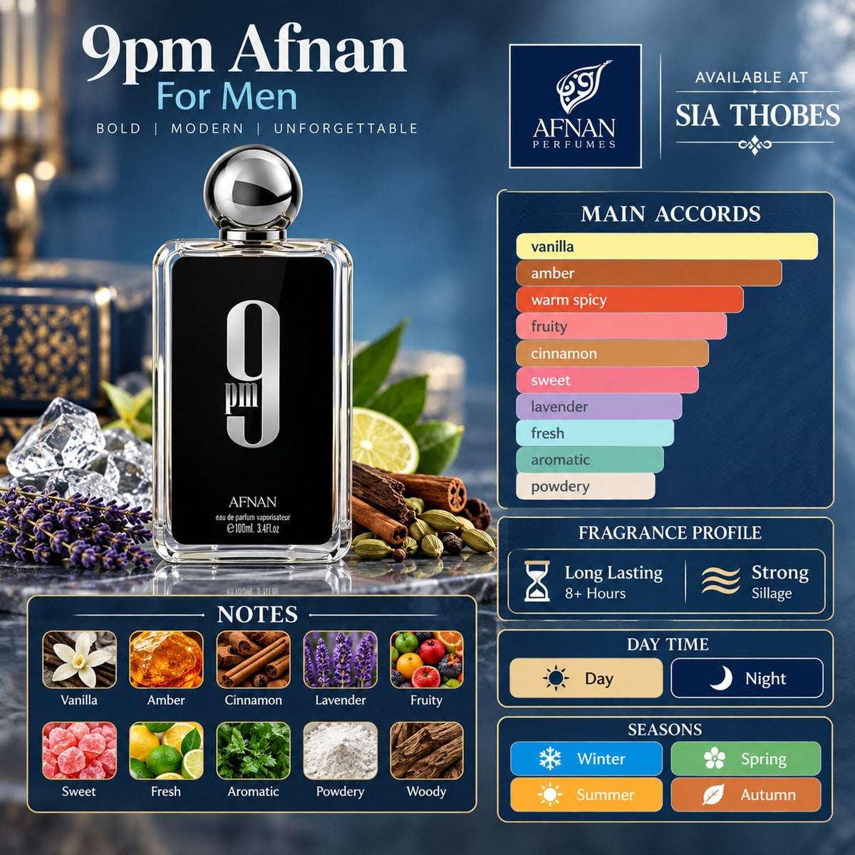 Afnan 9PM Eau de Parfum for Men 100ml