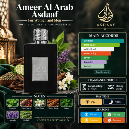 Asdaaf Ameer Al Arab Fragrance for Women and Men 100ml