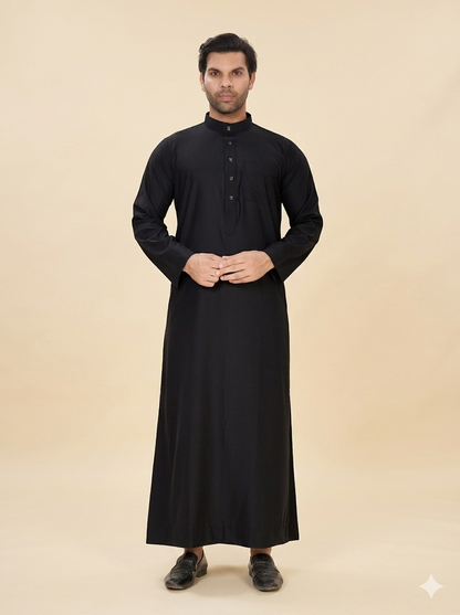 Saudi Style Black Premium Thobe for Men