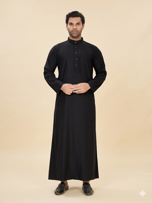 Saudi Style Black Premium Thobe for Men's