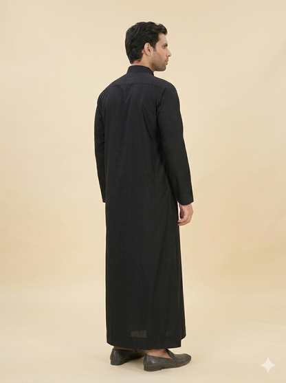 Saudi Style Black Premium Thobe for Men