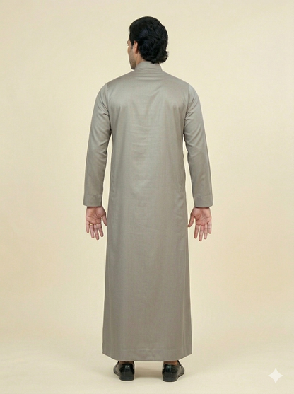 Stone Beige Embroidered Omani Thobe for Men