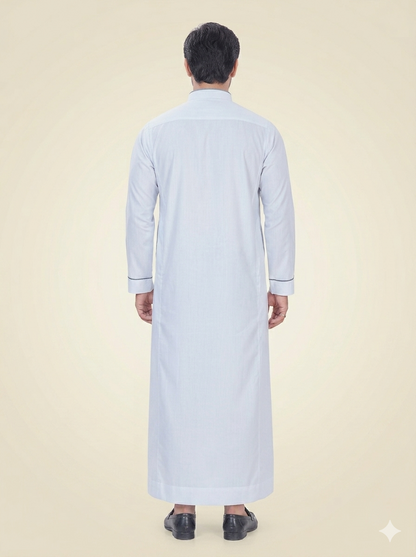 White Embroidered Premium Thobe for Men